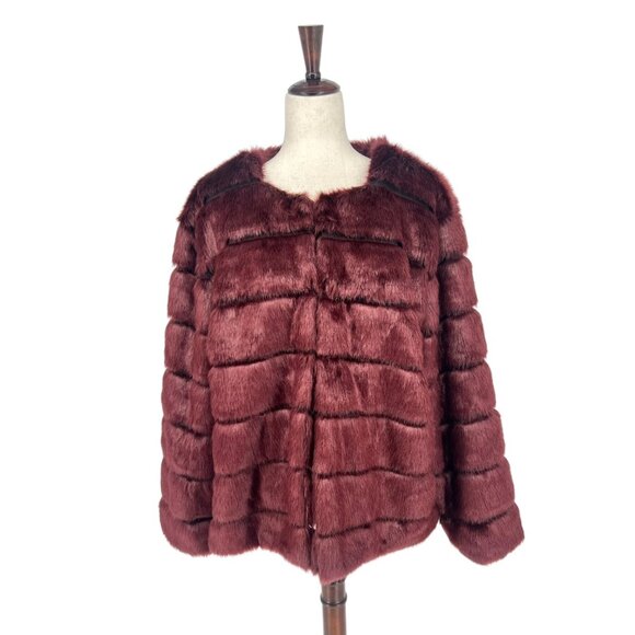 AVA & VIV Paneled design Faux Fur Jacket | 3X - Picture 1 of 6